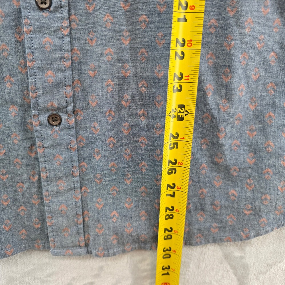 Faherty Button Down Mens Large Blue Indigo Geometric Short Sleeve Shirt - Picture 6 of 9